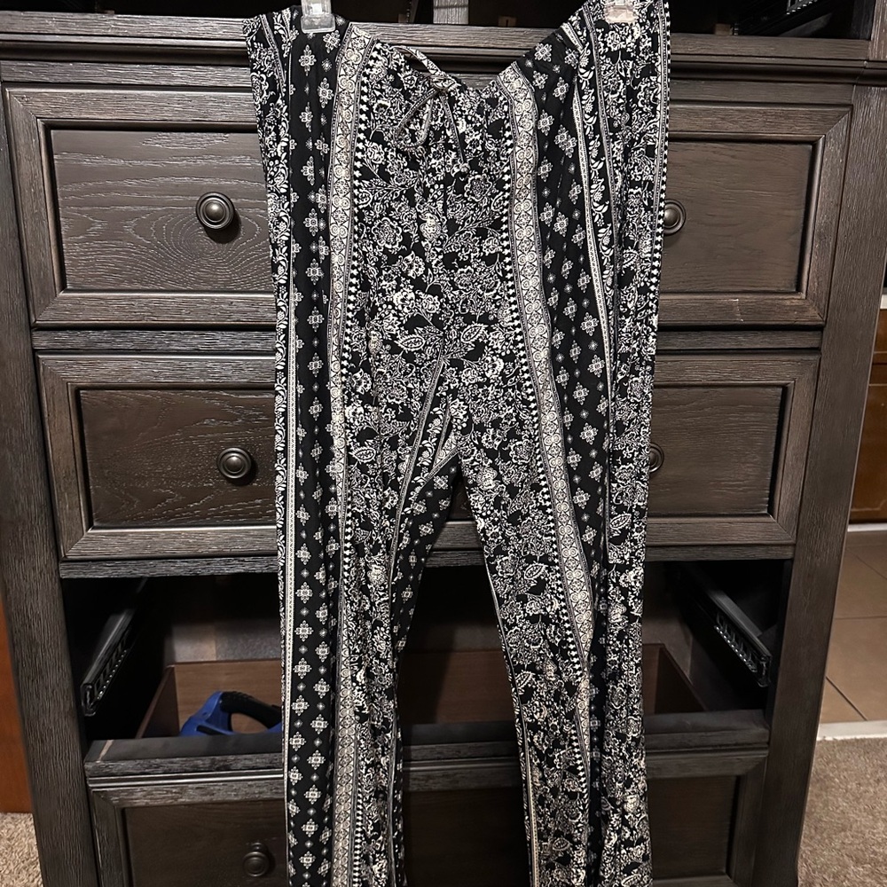 Black and White Floral Jumpsuit with Relaxed Fit